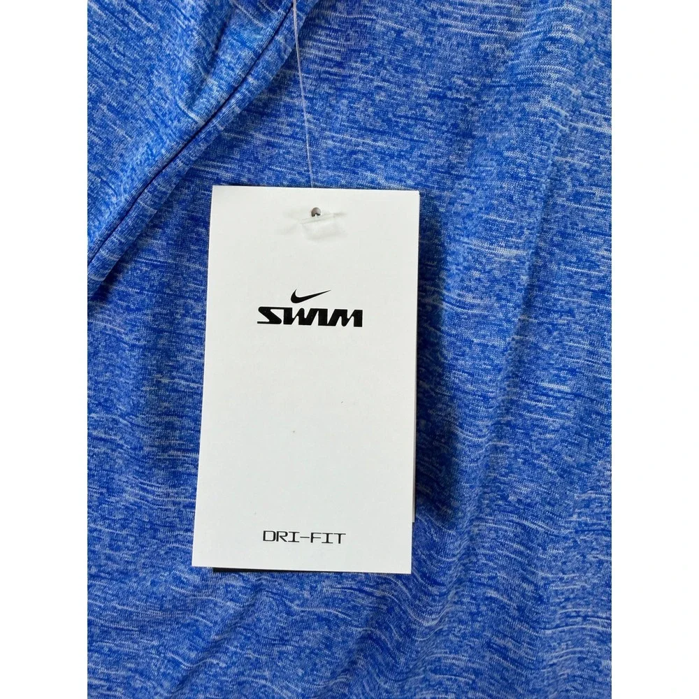 Nike Swim Dri-FIT Heather Long Sleeve Rash Guard Blue UPF 40+ NESSA590-494 XXL